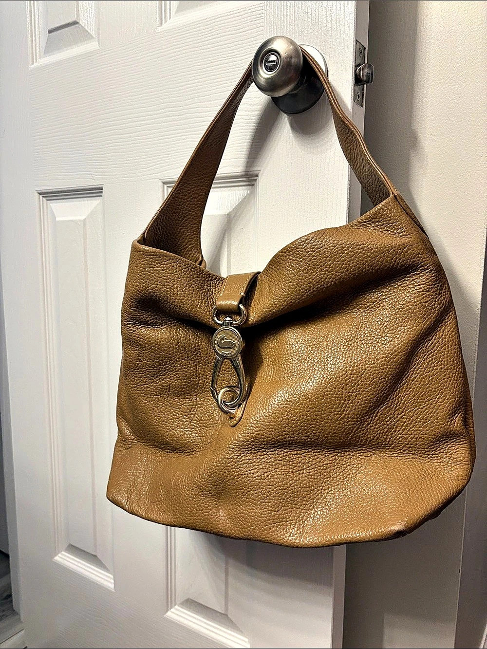 Dooney & Bourke Pebble Grain Hobo Leather Bag in Brown